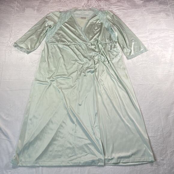 Vintage Collections JC Penneys mint lace embellished maxi slip robe, one size - Picture 4 of 9